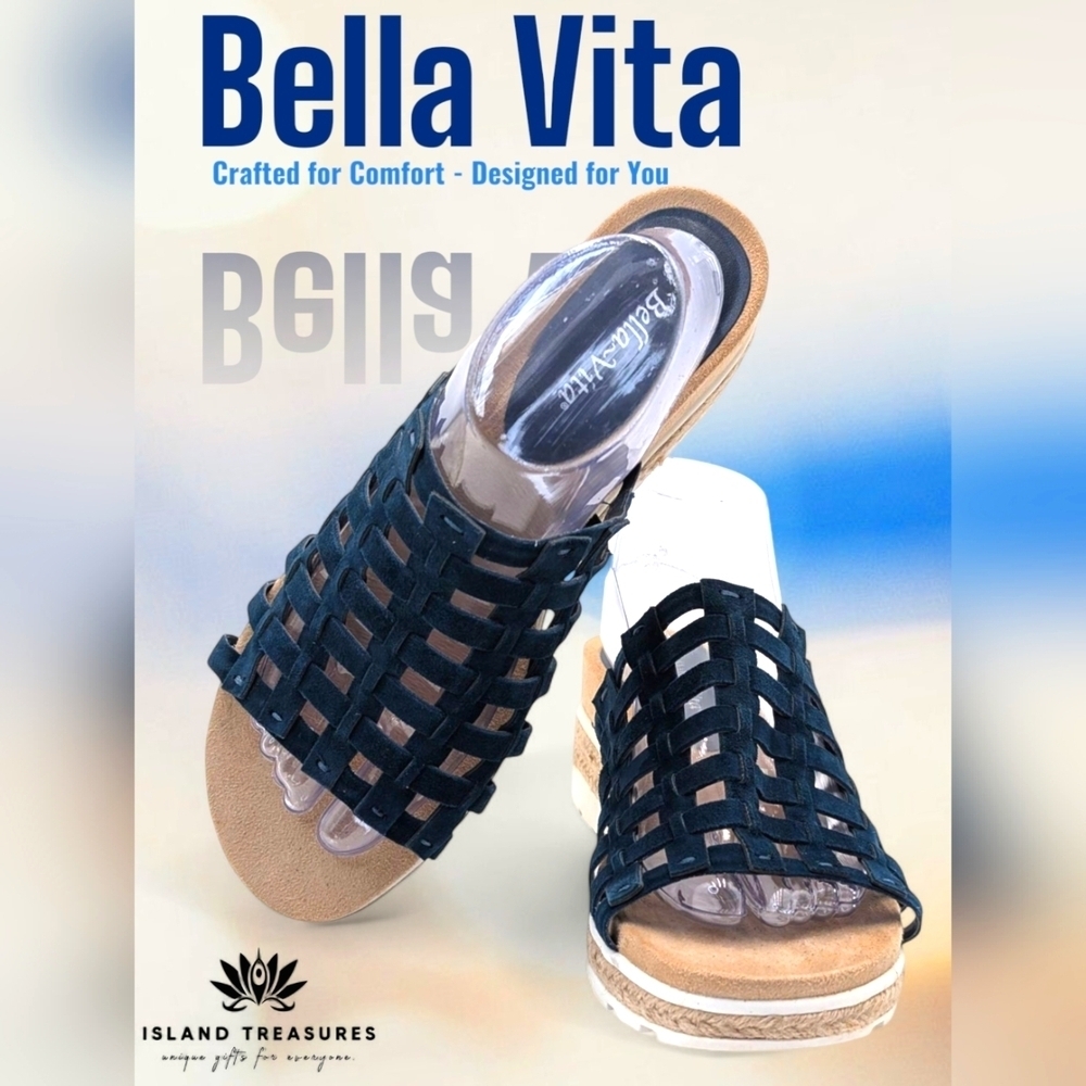 NWOT Bella Vita Koraline Suede Leather Slide Sandal Open Toe Wedge Women 10N